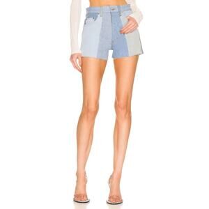 EB Denim patchwork denim shorts Y2K festival indie grunge raw hem colorblock NWT